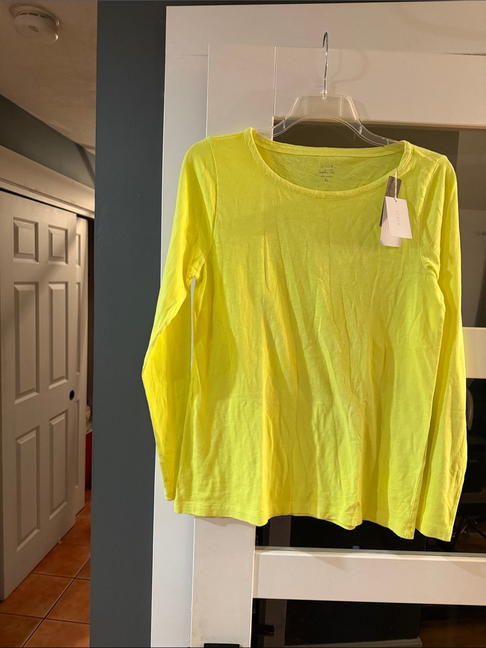 J. Crew Neon Yellow Long-Sleeve Crew Neck Top